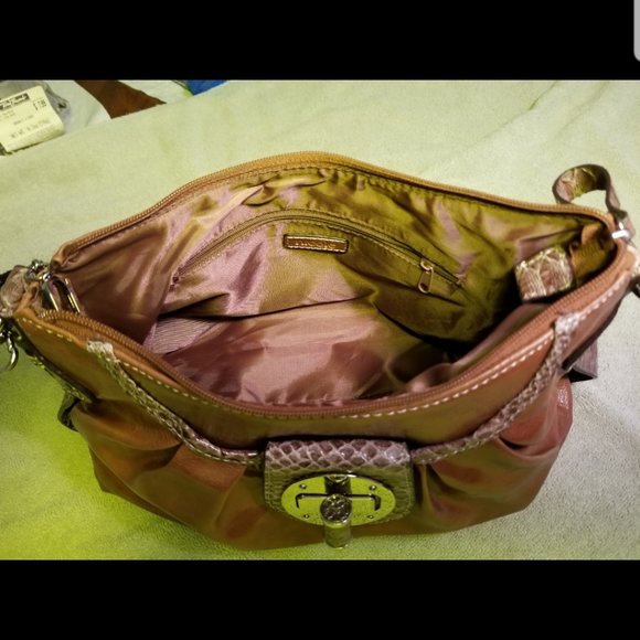 nicole by Nicole Miller Cognac Shoulder Bag with Snake Skin detail - Picture 12 of 16